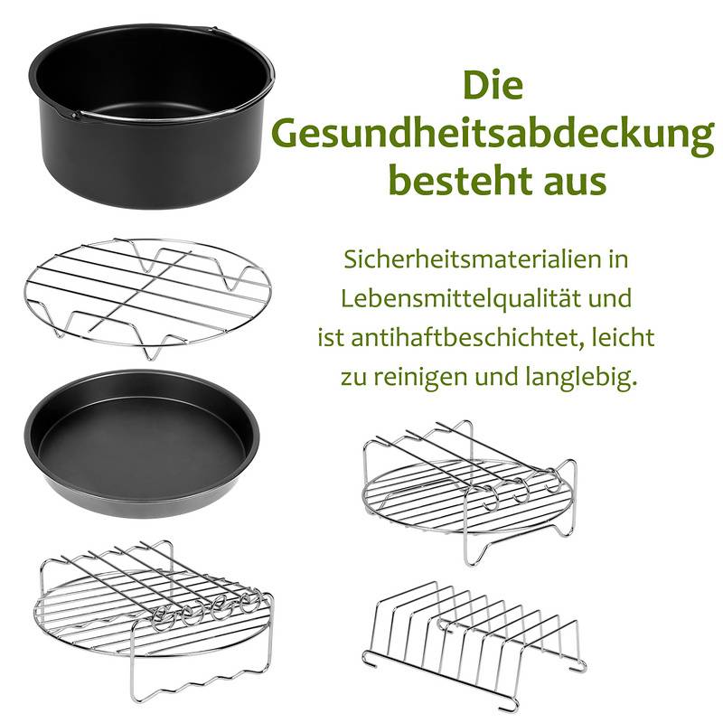 Heißluftfritteuse Zubehör, 12 Stk Zubehörset für Fritteusen für für Luftfritteuse3.5QT-5.8QT