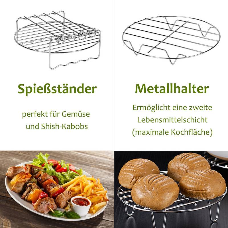 Heißluftfritteuse Zubehör, 12 Stk Zubehörset für Fritteusen für für Luftfritteuse3.5QT-5.8QT