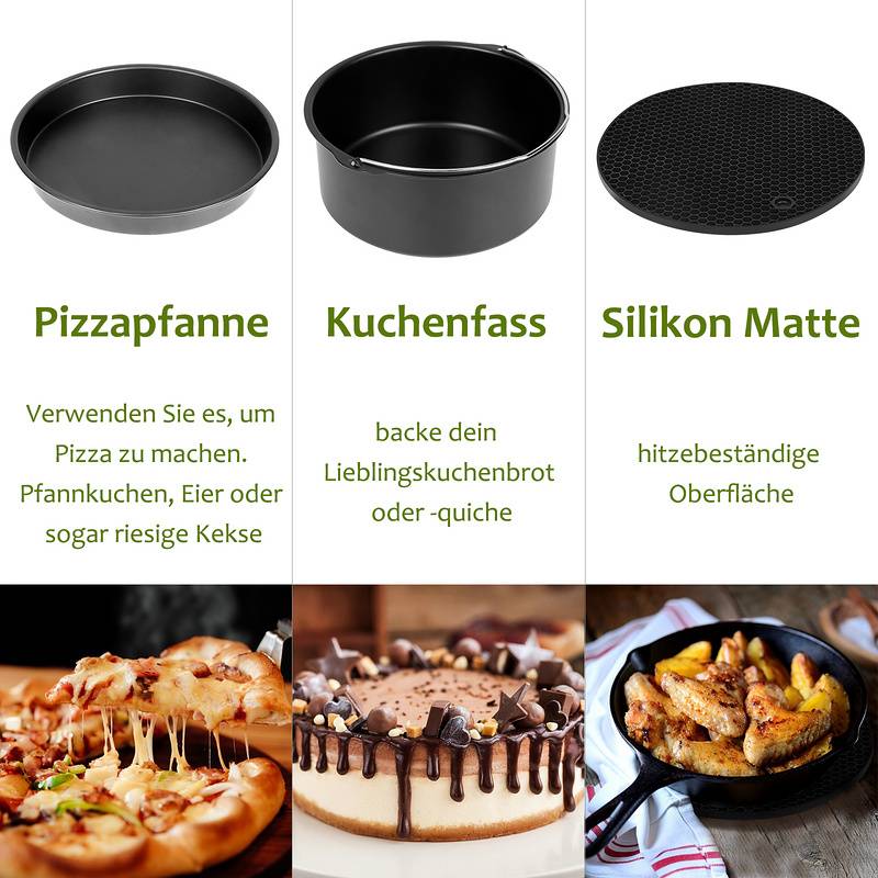 Heißluftfritteuse Zubehör, 12 Stk Zubehörset für Fritteusen für für Luftfritteuse3.5QT-5.8QT