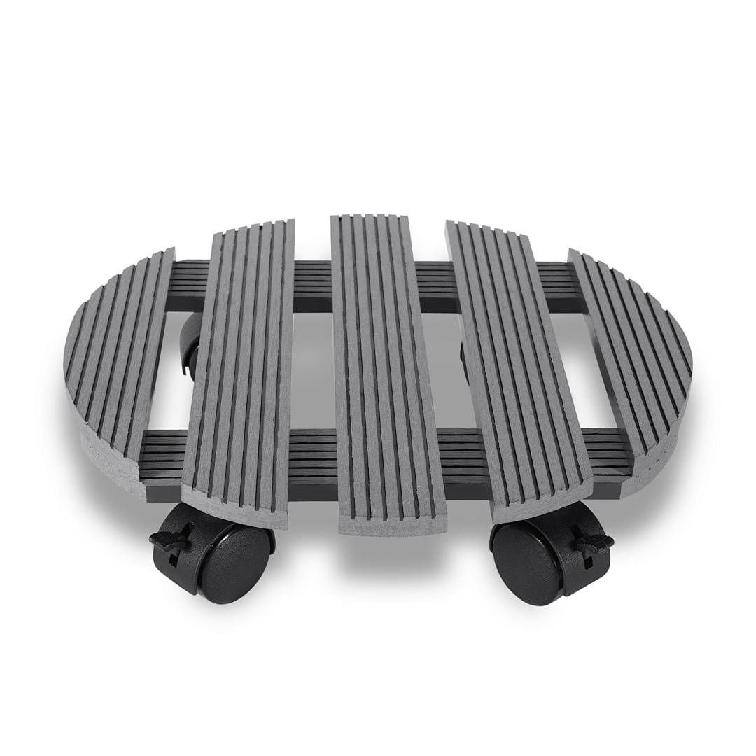 1x Pflanzenroller Blumenroller Rollbrett bis 80 Kg WPC 30 x 30 x 7.5 cm Rund Grau