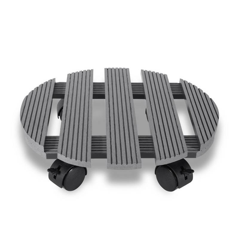 1x Pflanzenroller Blumenroller Rollbrett bis 80 Kg WPC 30 x 30 x 7.5 cm Rund Grau