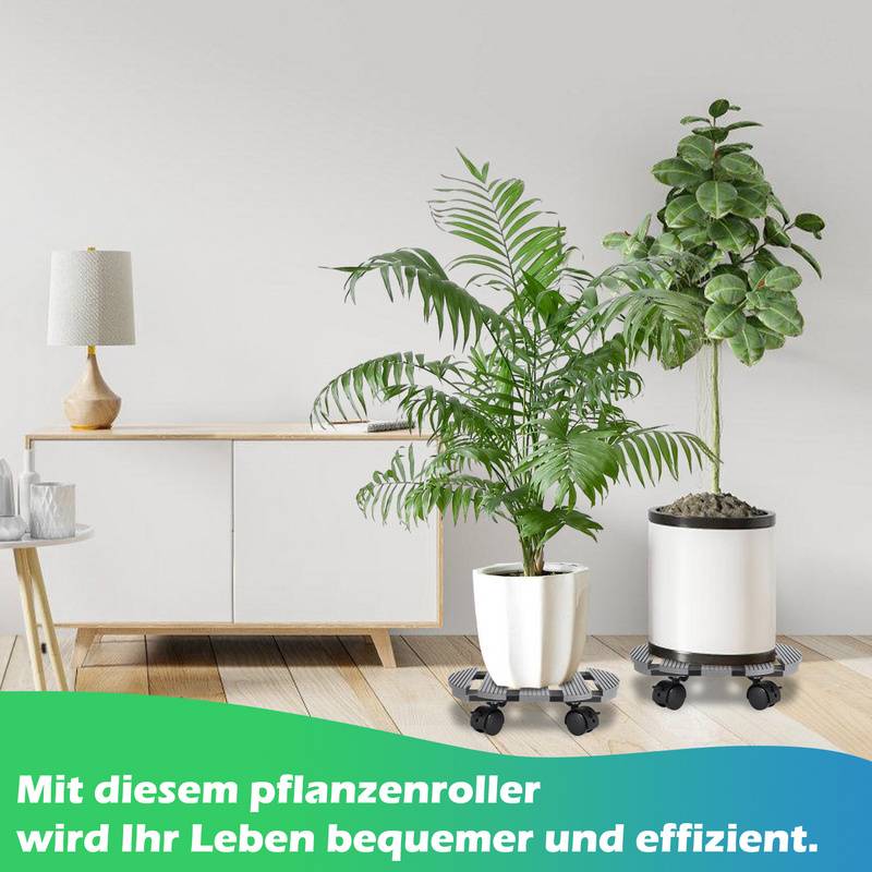 2x Pflanzenroller 30x7.5cm Blumenroller Blumentopfuntersetzer Grau Rund