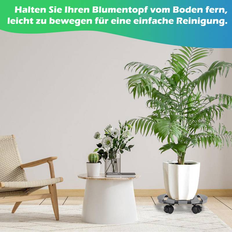 2x Pflanzenroller Blumenroller Blumentopfuntersetzer Rollbrett Grau Rund