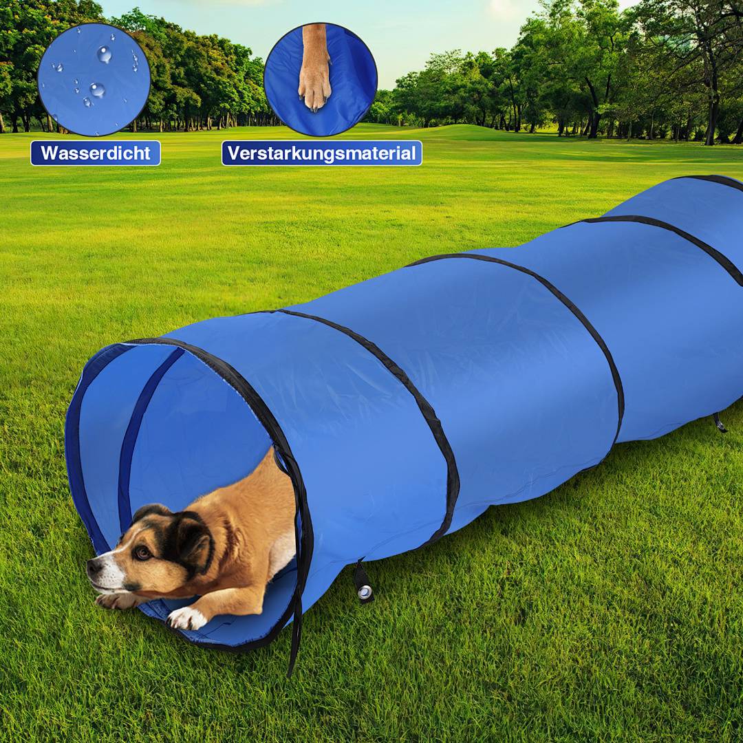 Hunde Agility Training Ausrüstungs Set Hundetraining Set Beweglichkeit Trainings Set Hundesport Tunnel Slalomstangen, Einstellbar Sprungring Set