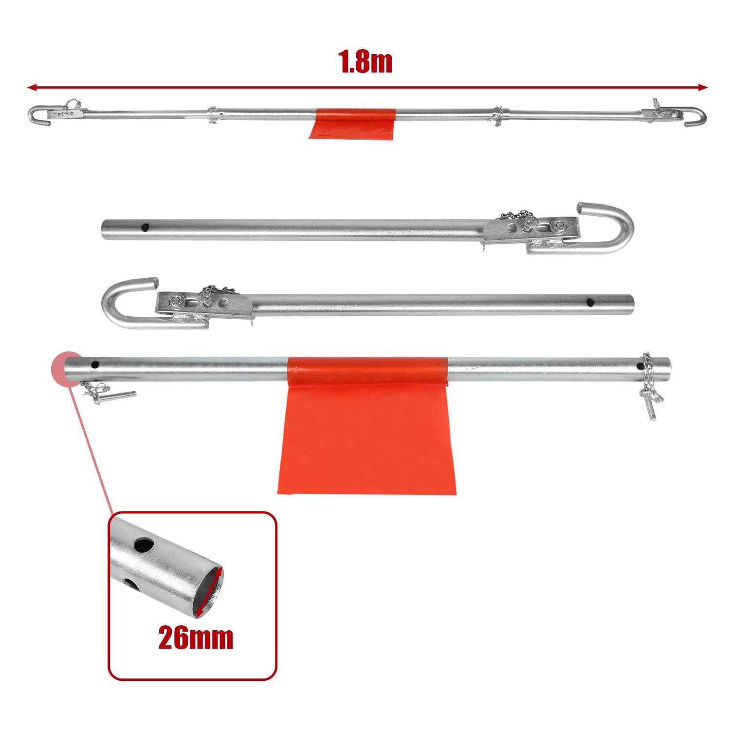 Abschleppstange Sicherheit Kfz Pannenhilfe Abschleppstange bis zu2tonnen 1,8m 3 teilig