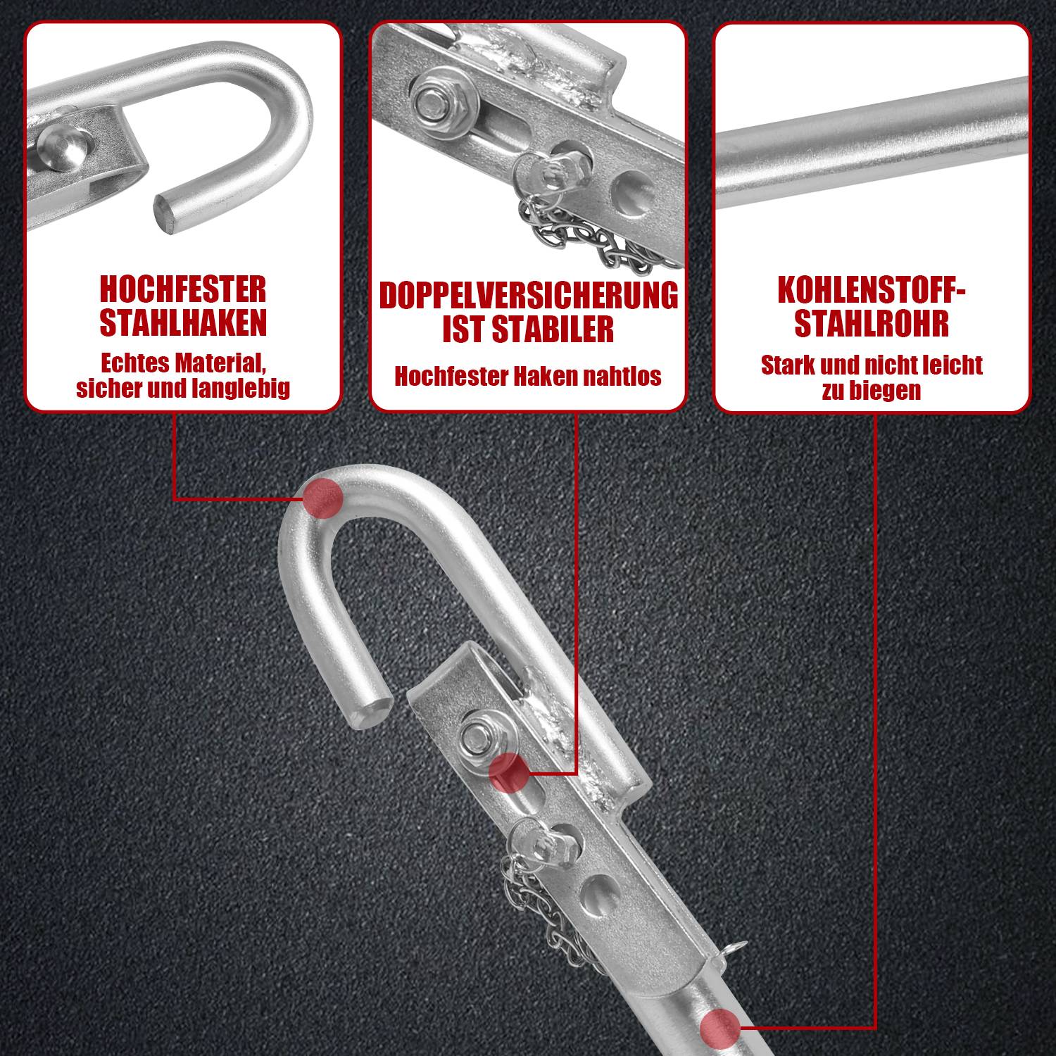 Abschleppstange Sicherheit Kfz Pannenhilfe Abschleppstange bis zu2tonnen 1,8m 3 teilig
