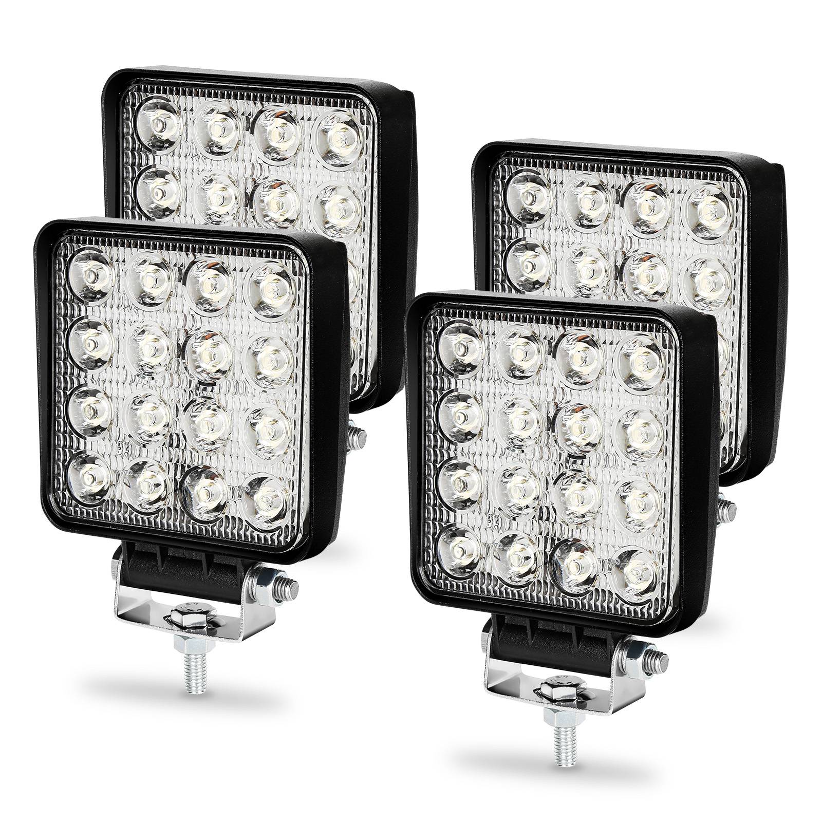 4 Stück LED Arbeitsleuchte LED Arbeitsscheinwerfer 48W 10-30V DC KFZ Scheinwerfer IP67 Offroad JEEP, Halogen, Neutralweiss, Leistungsstarkes Licht