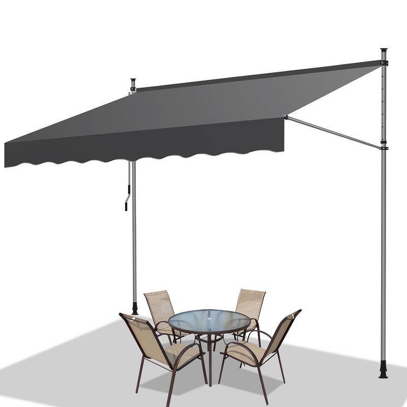 Markise ohne Bohren Klemmmarkise Balkonmarkise für Terrasse Balkon 300cm Grau
