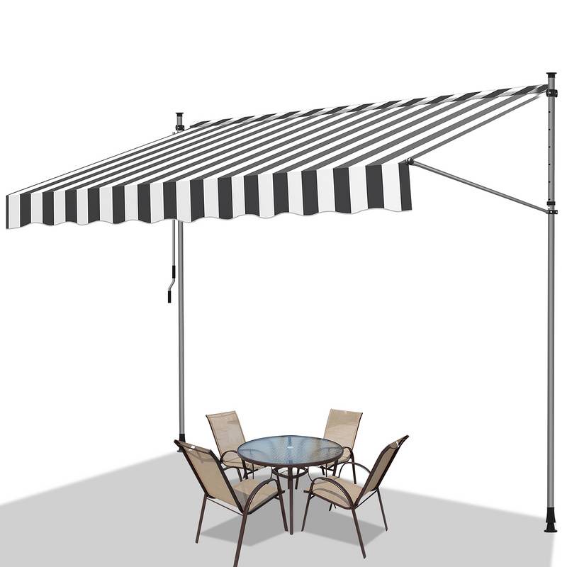 Markise ohne Bohren Klemmmarkise Balkonmarkise für Terrasse Balkon 350cm Weiß Grau