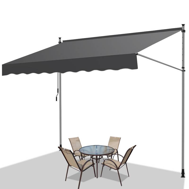 Markise ohne Bohren Klemmmarkise Balkonmarkise für Terrasse Balkon 350cm Grau