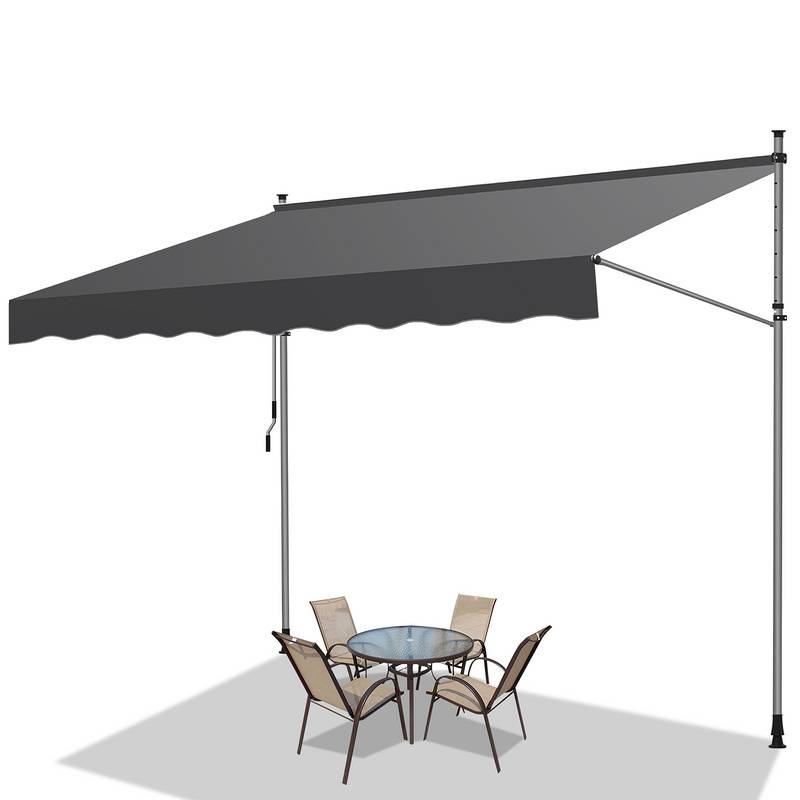 Markise ohne Bohren Klemmmarkise Balkonmarkise für Terrasse Balkon 400cm Grau