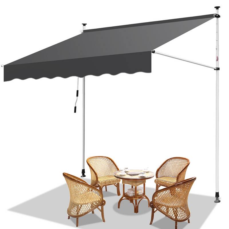 Klemmmarkise Markise ohne Bohren Höhenverstellbare Balkonmarkise Sonnenmarkise Balkon 200cm Grau