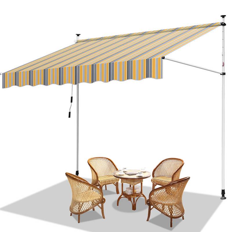 Klemmmarkise Markise ohne Bohren Höhenverstellbare Balkonmarkise Sonnenmarkise Balkon 250cm Gelb Blau