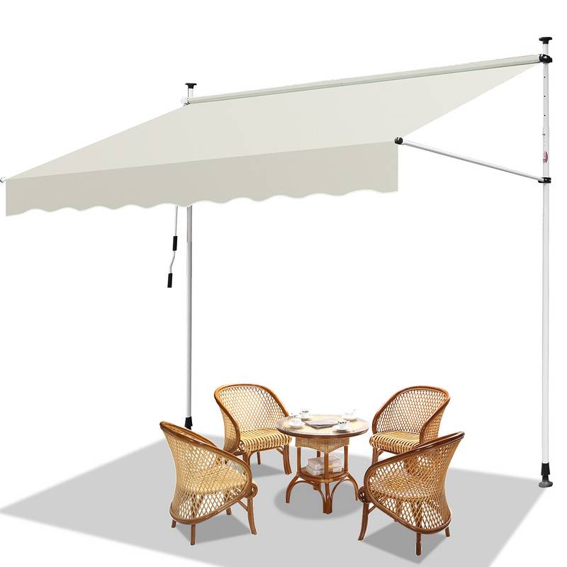 Klemmmarkise Markise ohne Bohren Höhenverstellbare Balkonmarkise Sonnenmarkise Balkon 250cm Creme