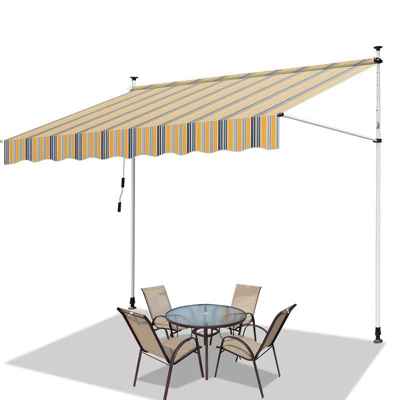 Klemmmarkise Markise ohne Bohren Höhenverstellbare Balkonmarkise Sonnenmarkise Balkon 300cm Gelb Blau