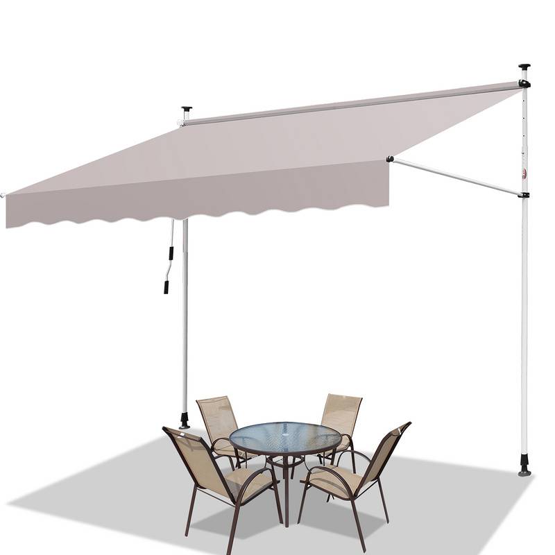 Klemmmarkise Markise ohne Bohren Höhenverstellbare Balkonmarkise Sonnenmarkise Balkon 300cm Beige