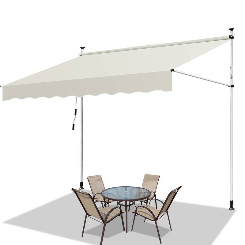 Klemmmarkise Markise ohne Bohren Höhenverstellbare Balkonmarkise Sonnenmarkise Balkon 300cm Creme