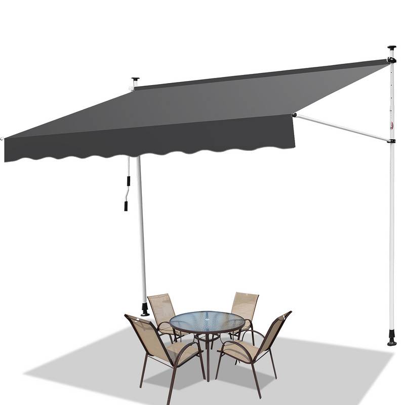 Klemmmarkise Markise ohne Bohren Höhenverstellbare Balkonmarkise Sonnenmarkise Balkon 350cm Grau