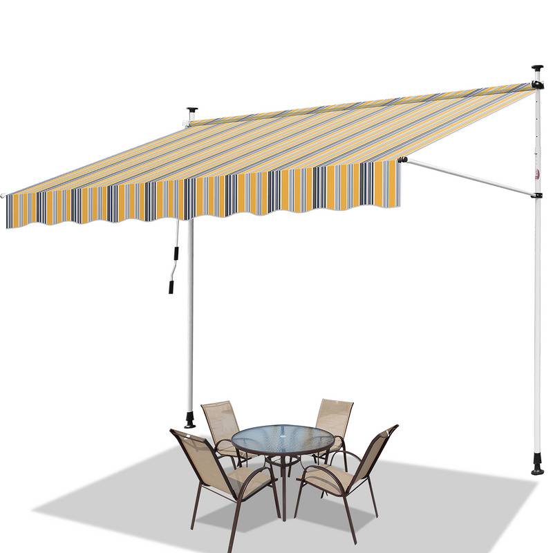Klemmmarkise Markise ohne Bohren Höhenverstellbare Balkonmarkise Sonnenmarkise Balkon 350cm Gelb Blau