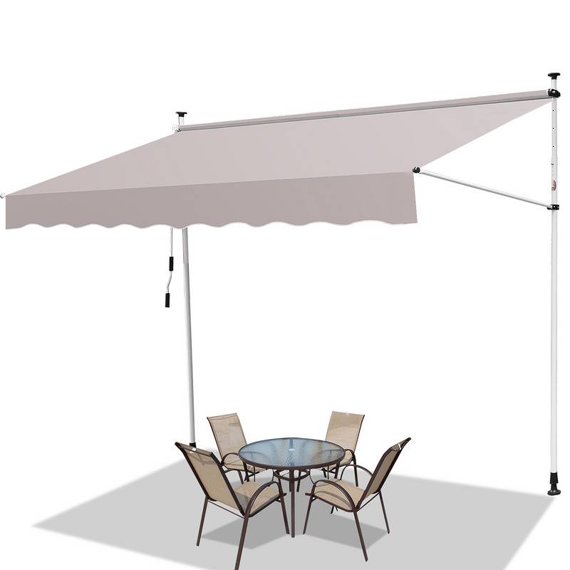 Klemmmarkise Markise ohne Bohren Höhenverstellbare Balkonmarkise Sonnenmarkise Balkon 350cm Beige