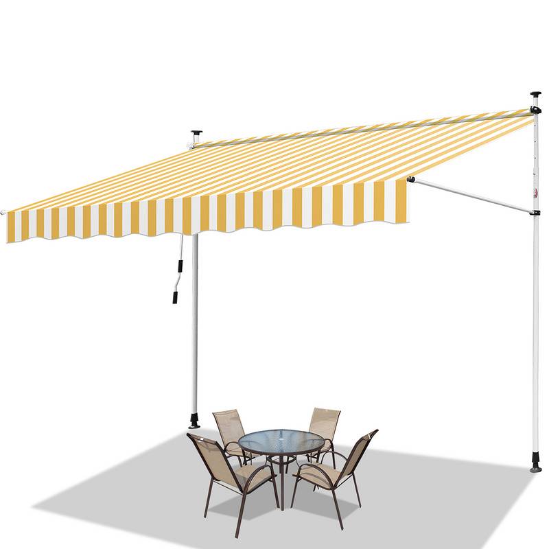 Klemmmarkise Markise ohne Bohren Höhenverstellbare Balkonmarkise Sonnenmarkise Balkon 400cm Weiß Gelb
