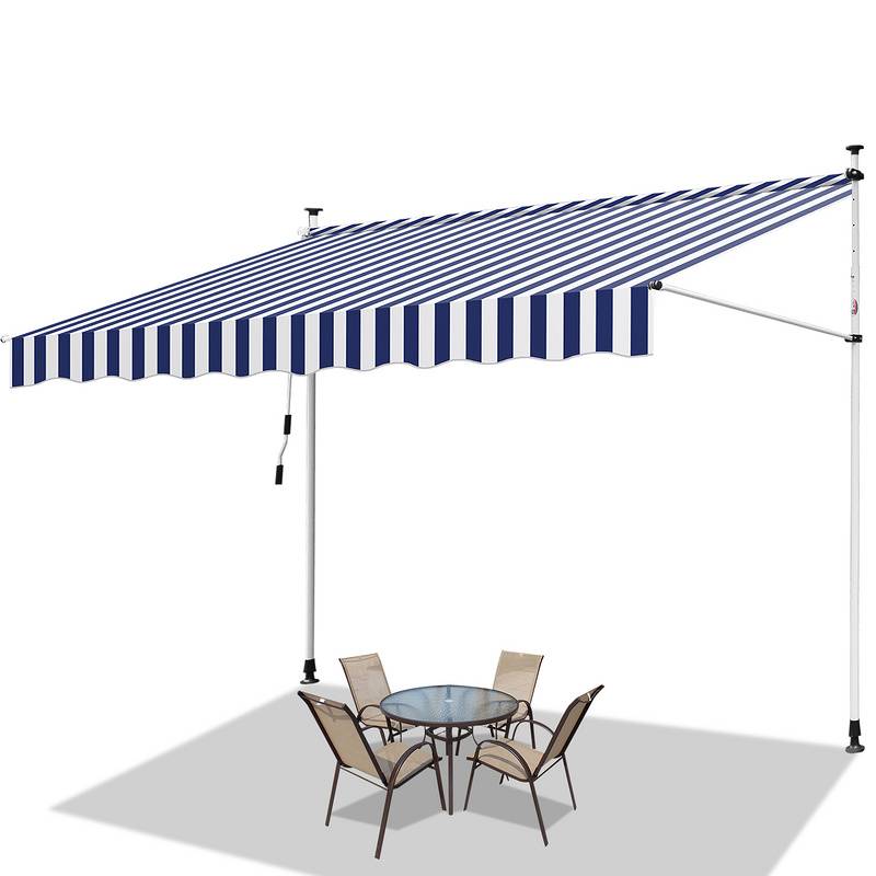 Klemmmarkise Markise ohne Bohren Höhenverstellbare Balkonmarkise Sonnenmarkise Balkon 400cm Weiß Blau