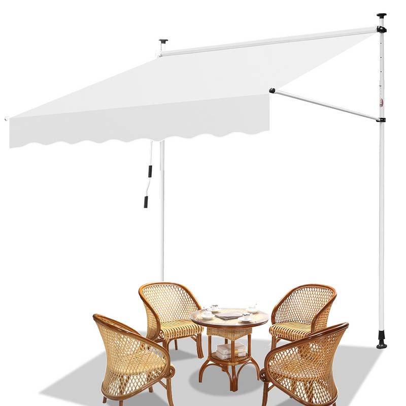 Markise Klemmmarkise Höhenverstellbare Balkonmarkise Sonnenschutz Markise ohne Bohren für Terrasse Balkon 200cm Creme
