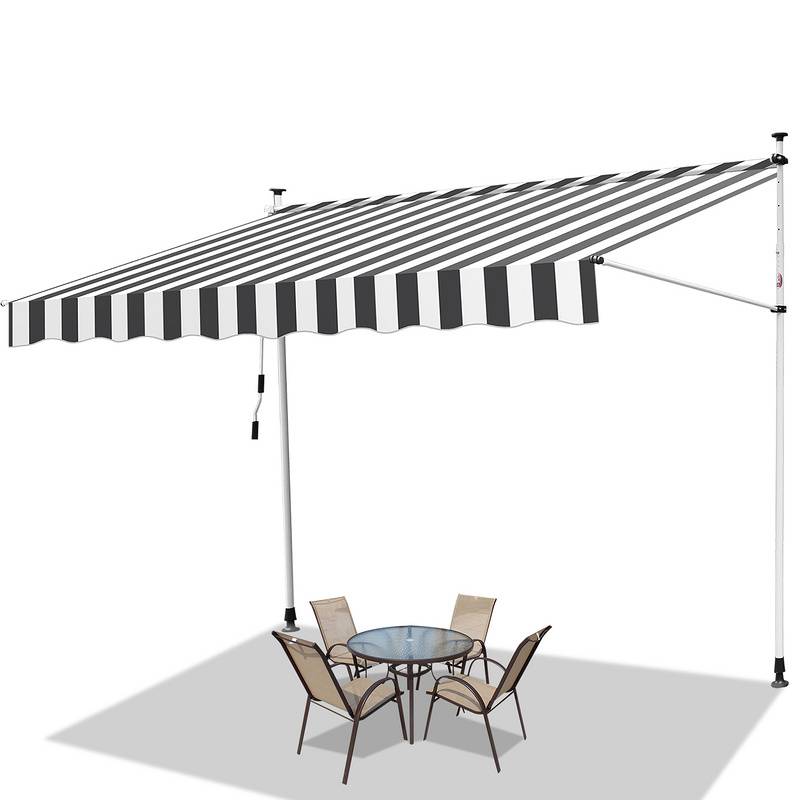 Markise Klemmmarkise Höhenverstellbare Balkonmarkise Sonnenschutz Markise ohne Bohren für Terrasse Balkon 400cm Weiß Grau