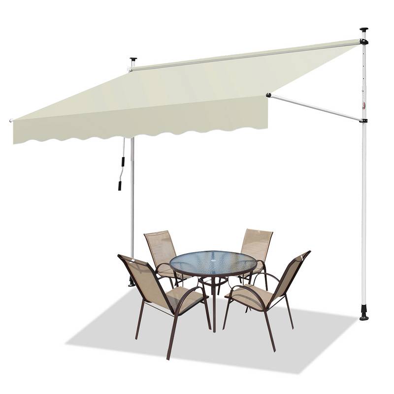 Markise Klemmmarkise Höhenverstellbare Balkonmarkise Sonnenschutz Markise ohne Bohren für Terrasse Balkon 400cm Beige