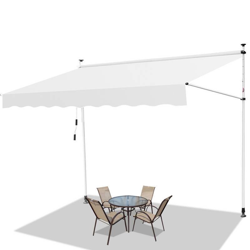 Markise Klemmmarkise Höhenverstellbare Balkonmarkise Sonnenschutz Markise ohne Bohren für Terrasse Balkon 400cm Creme