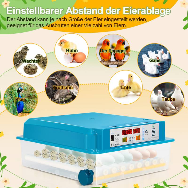 Brutmaschine Brutapparat Sichtfenster Brutschrank Inkubator fur 64 Hühnereier