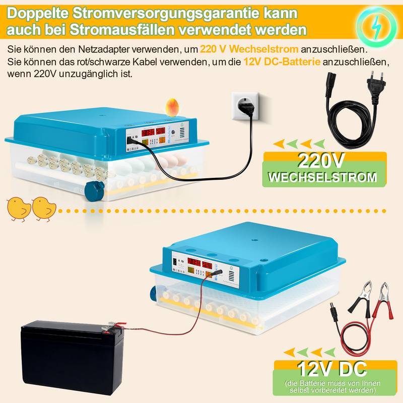 Brutmaschine Brutapparat Sichtfenster Brutschrank Inkubator fur 64 Hühnereier