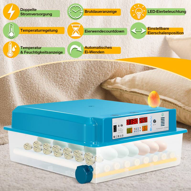 Brutmaschine Brutthermometer Hühnereier Brutapparat Inkubator fur 64 Hühnereier