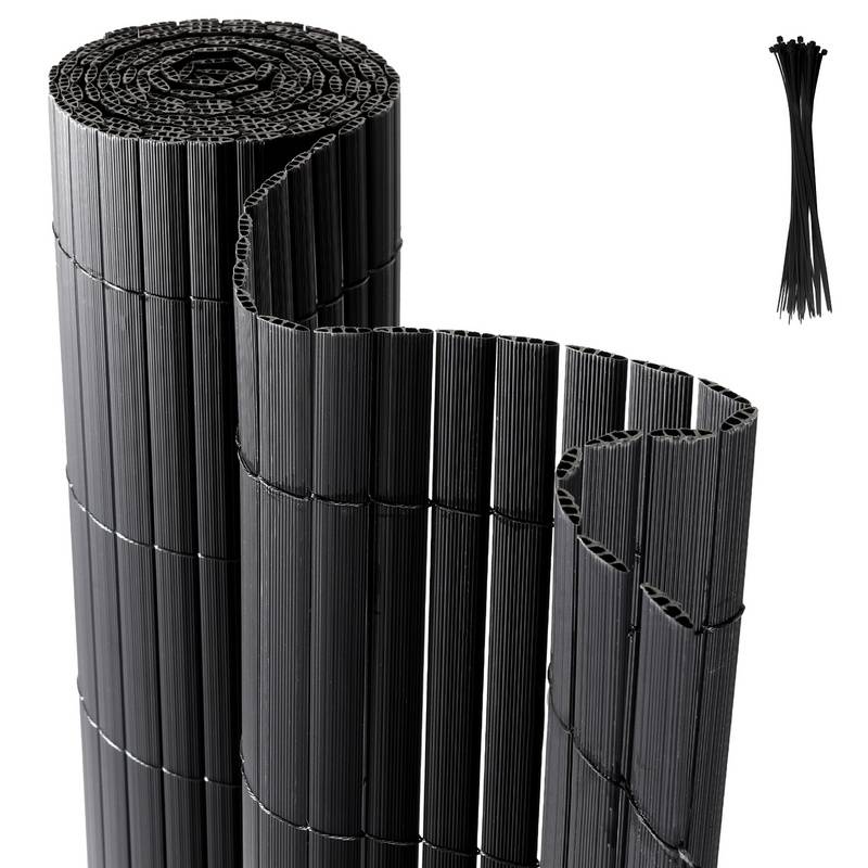 80x700cm Sichtschutzmatte PVC Bambus Sichtschutz Garten Sichtschutzzaun Balkon Zaun Windschutz Balkonverkleidung, Anthrazit