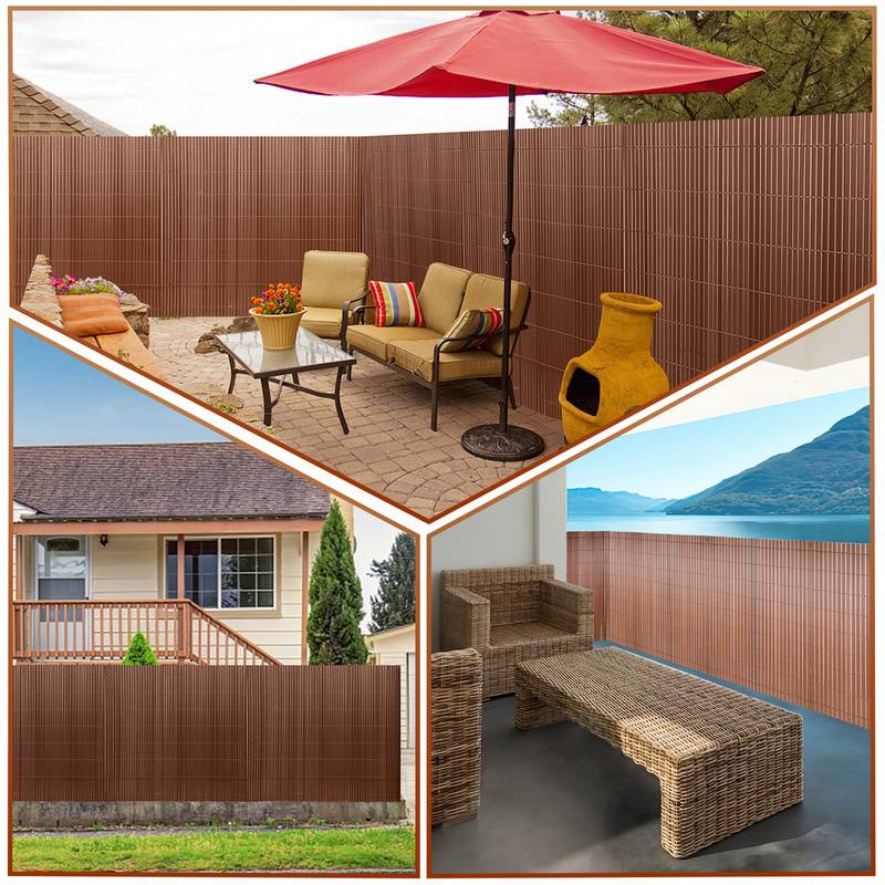 180x600cm Sichtschutzmatte PVC Bambus Sichtschutz Garten Sichtschutzzaun Balkon Zaun Windschutz Balkonverkleidung, Braun