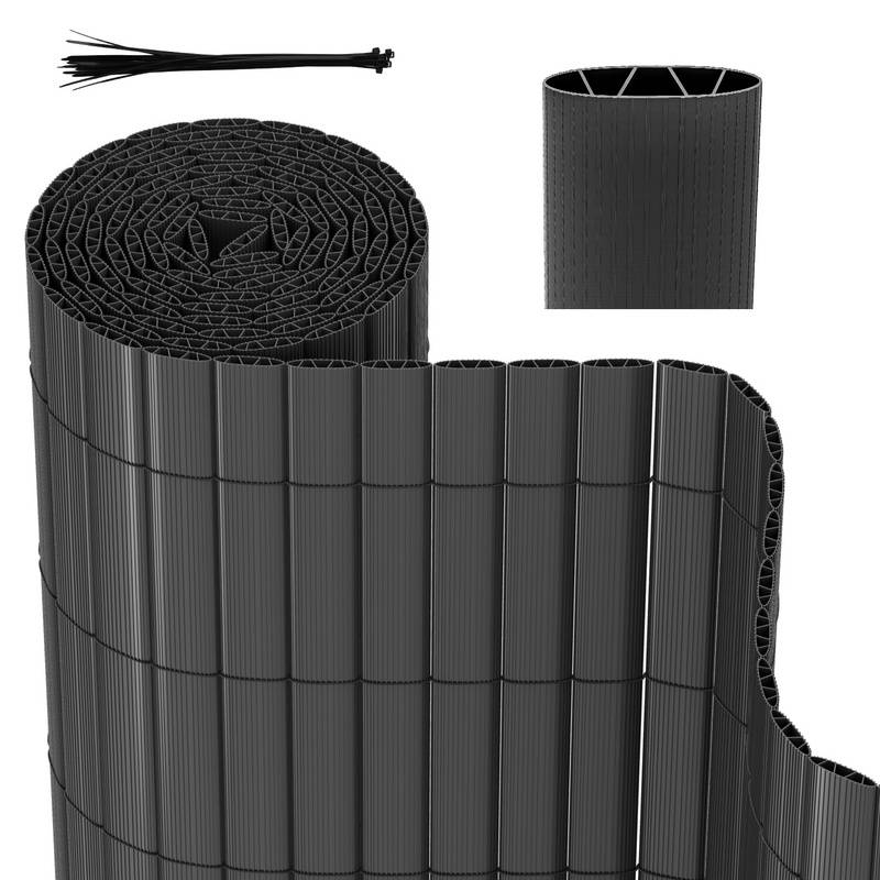 Sichtschutzmatte PVC Sichtschutzzaun grau Windschutz fur Garten Balkon und Terrasse 90x800cm Stabile W-Form