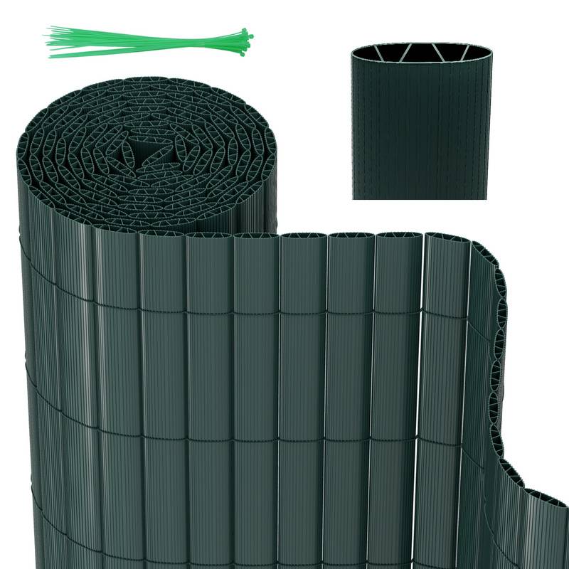Sichtschutzmatte PVC Sichtschutzzaun Grün Windschutz fur Garten Balkon und Terrasse 180x600cm Stabile W-Form