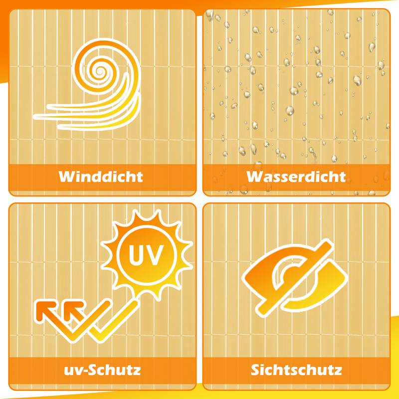 Sichtschutzmatte PVC Sichtschutzzaun Bambus Windschutz fur Garten Balkon und Terrasse 100x500cm