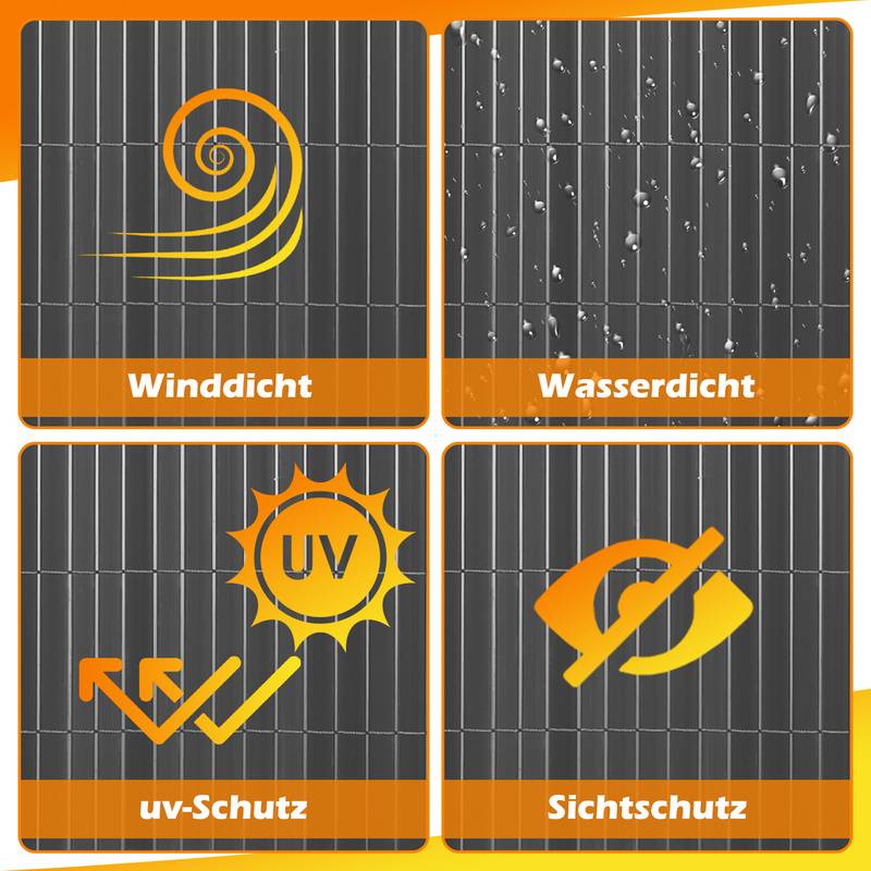 Sichtschutzmatte PVC Sichtschutzzaun grau Windschutz fur Garten Balkon und Terrasse 90x900cm