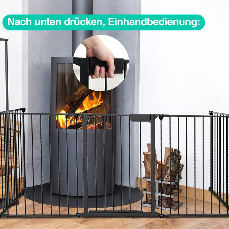 Kaminschutzgitter 5x Ofenschutzgitter Laufgitter Absperrgitter Türschutzgitter Kinder-Sicherung,310x75cm,Schwarz