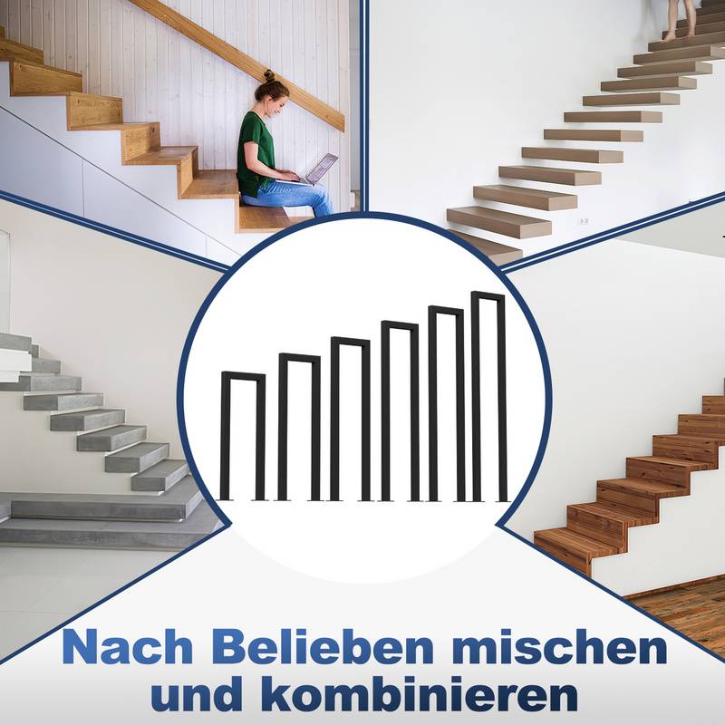 Treppengeländer U-förmige Geländer Eisen-Handlauf Vierkantrohr Für Treppen Brüstung für Innen Außen Einfach zu installieren 75 cm