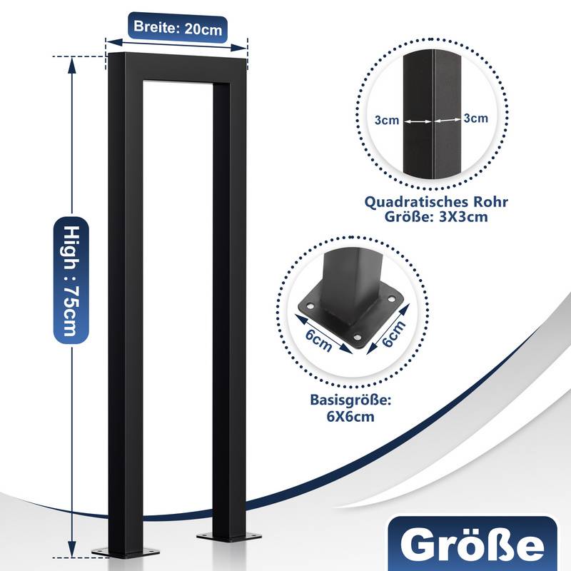 Treppengeländer U-förmige Geländer Eisen-Handlauf Vierkantrohr Für Treppen Brüstung für Innen Außen Einfach zu installieren 75 cm