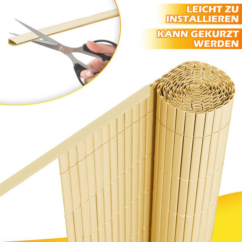 PVC Sichtschutzmatte Sichtschutzzaun Sichtschutz für Zaun Balkon,Sichtschutzzaun Windschutz Wasserdicht ohne Bohren,Bambus 80x500cm