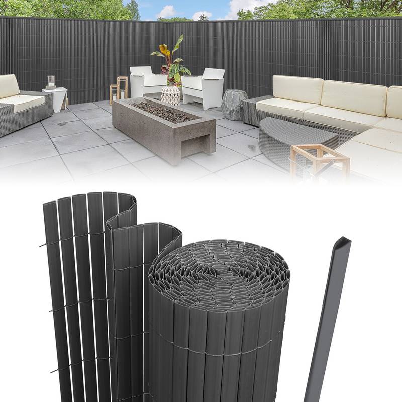 PVC Sichtschutzmatte Sichtschutzzaun Sichtschutz für Zaun Balkon grau 90 x 800 cm