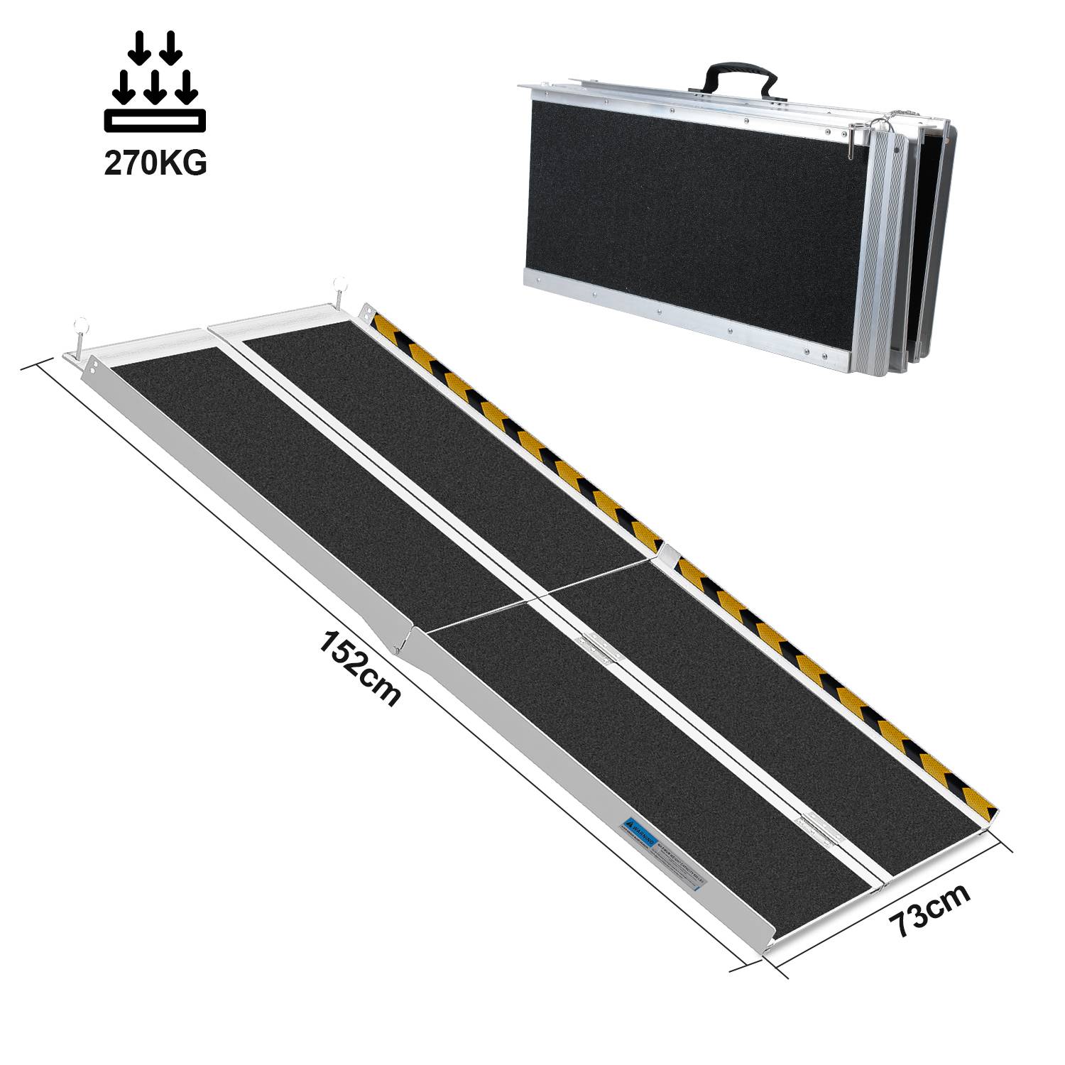 Rollstuhlrampe Rollirampe Auffahrschiene Klappbar Auffahrrampe Alu rutschfeste Oberfläche 152cm bis 270kg