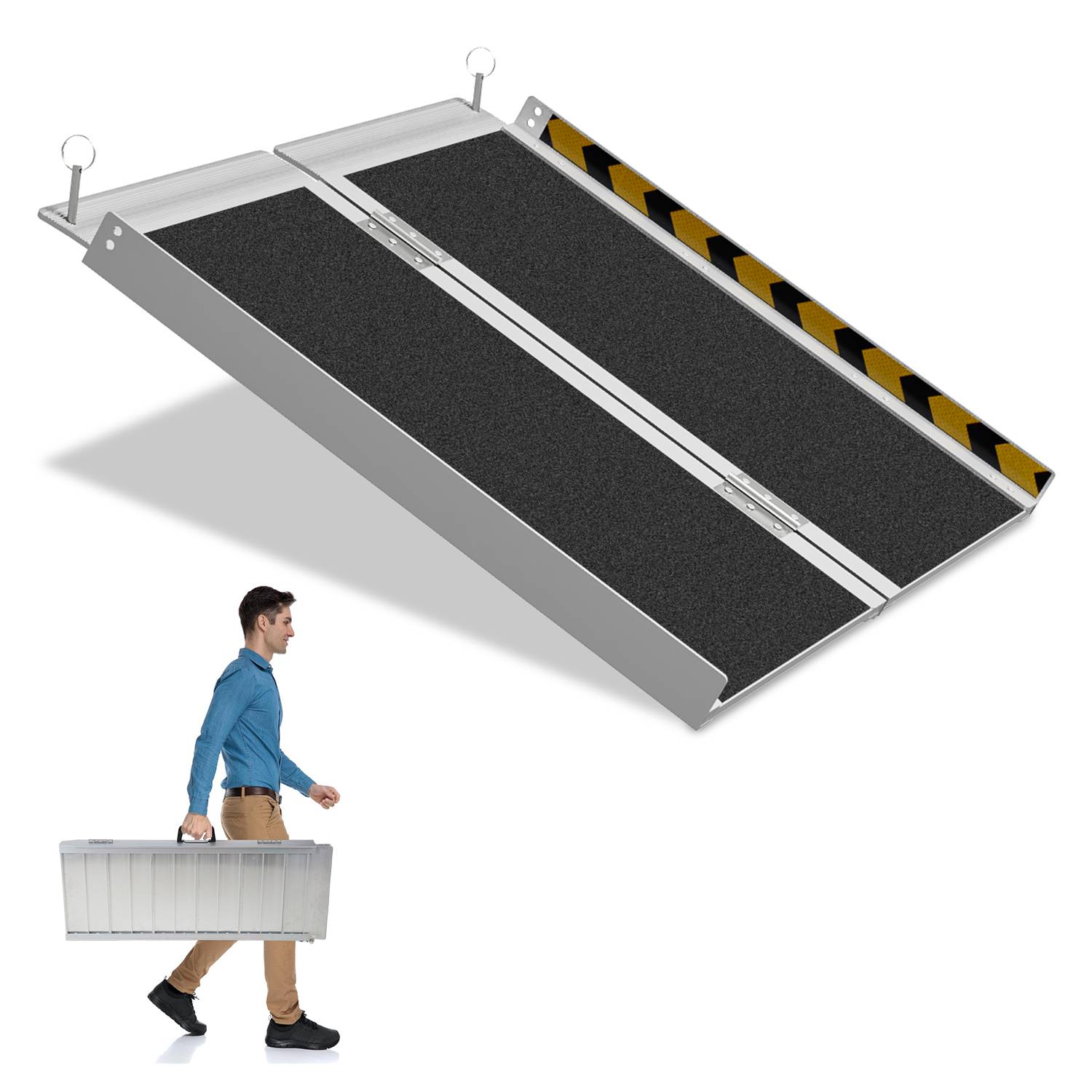 Rollstuhlrampe Rollirampe Kofferrampe Auffahrrampe Auffahrschiene 2x faltbar Aluminium 91cm bis 270kg