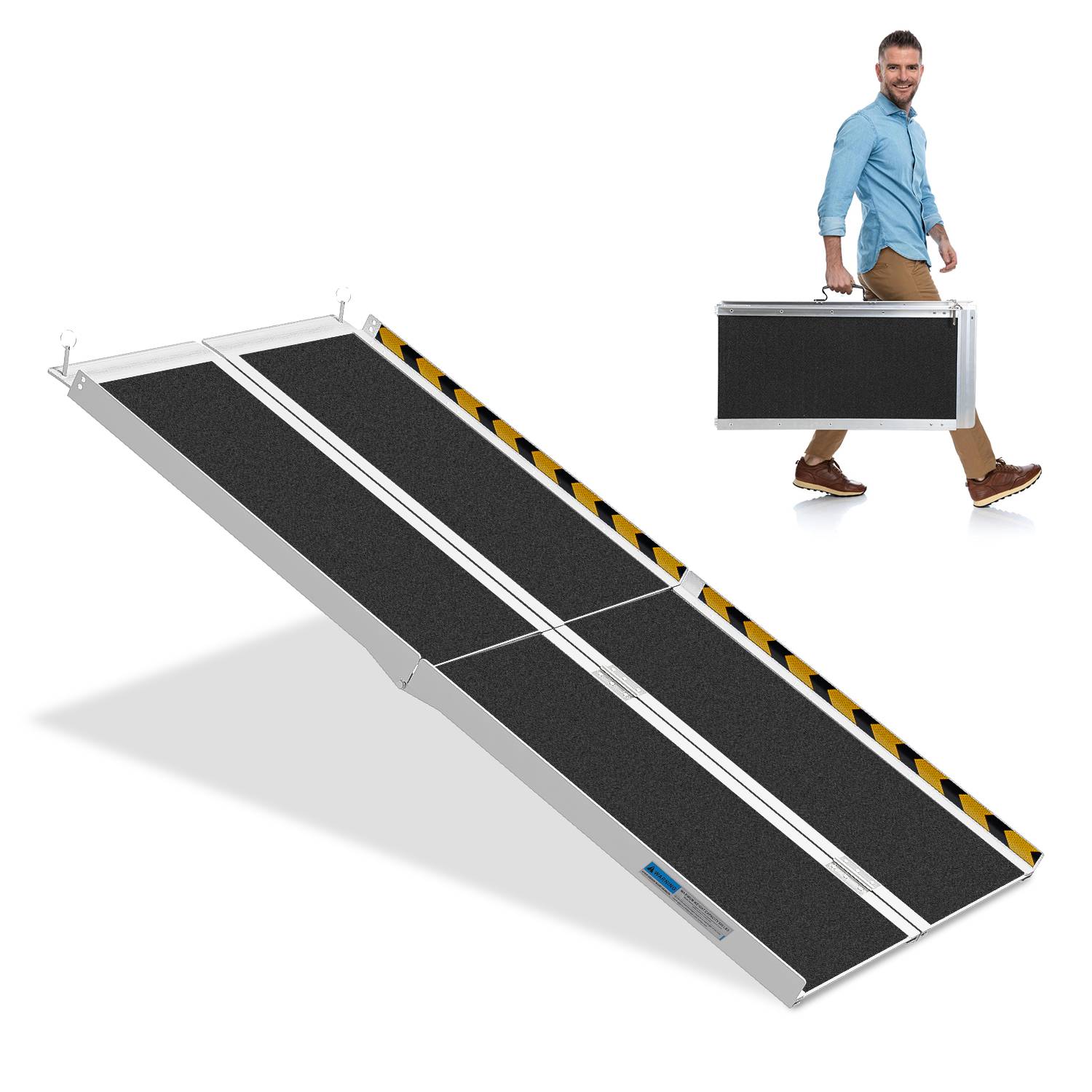Rollstuhlrampe Rollirampe Auffahrschiene Klappbar Auffahrrampe Alu rutschfeste Oberfläche 152cm bis 270kg