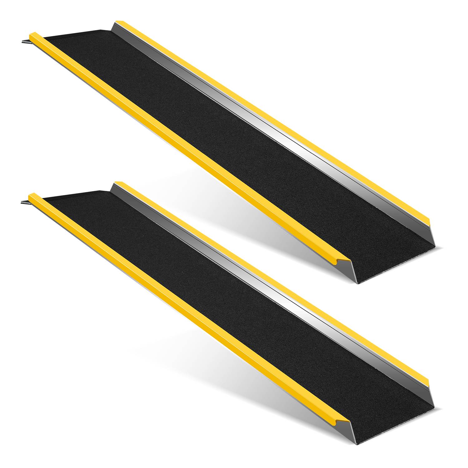 2X Auffahrrampe Verladerampe mit gelben Warnstreifen Rampe Verladeschiene Auto Laderampe für Motorrad, Anhänger bis 600kg