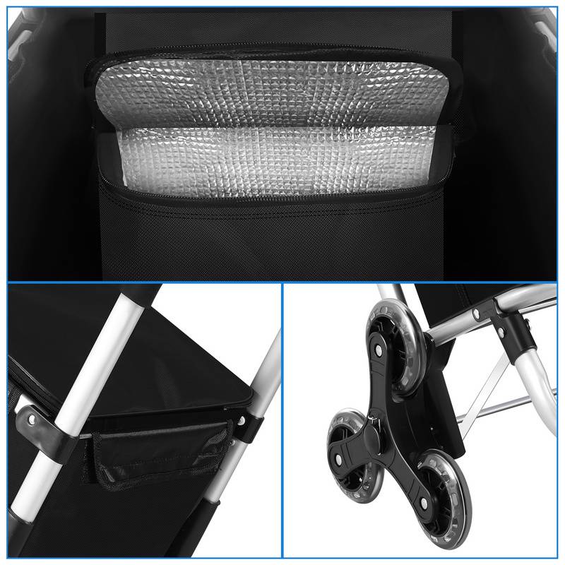 Einkaufstrolley Einkaufswagen klappbar Leicht Aluminium Trolley mit 40L Große Kapazität Thermo Tasche