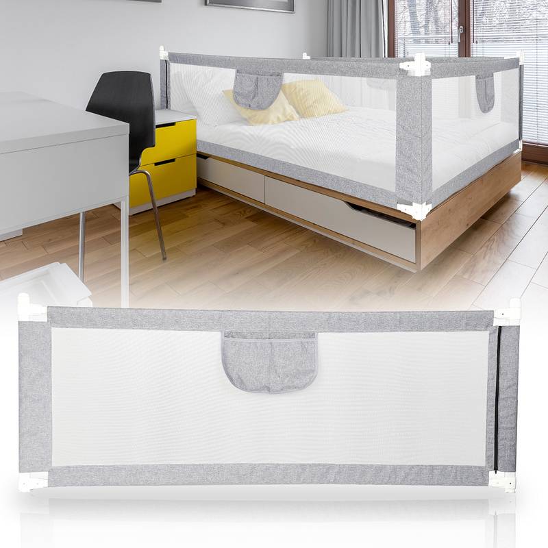 Baby Bettgitter Kinderbettgitter Bettschutzgitter mit Vertikal anhebbar und Einhandbedienung zum Schutz vor Stürzen für Babys und Kinder - 180CM